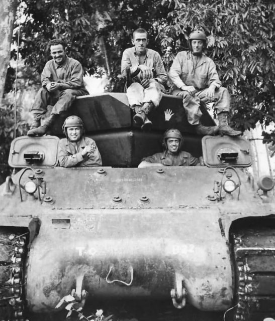 632nd Tank Destroyer Battaliont crew on M10 in Saidor 1944, PTO