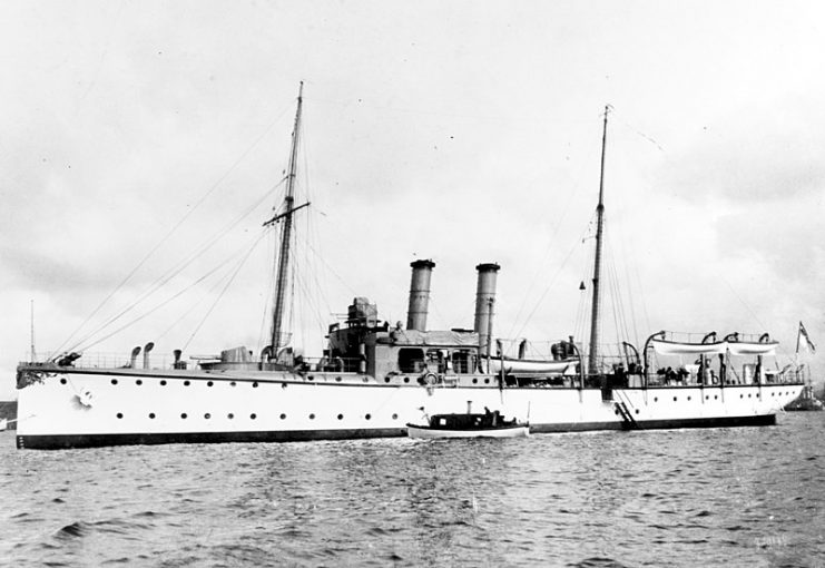 SMS Panther originally retreated, but returned with the SMS Vineta to bombard the fort.