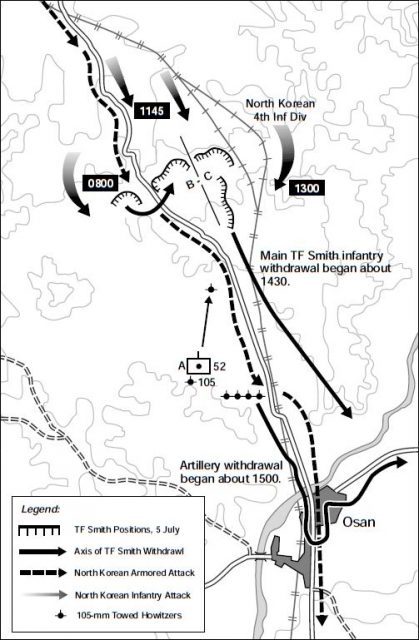 Map of the Battle of Osan