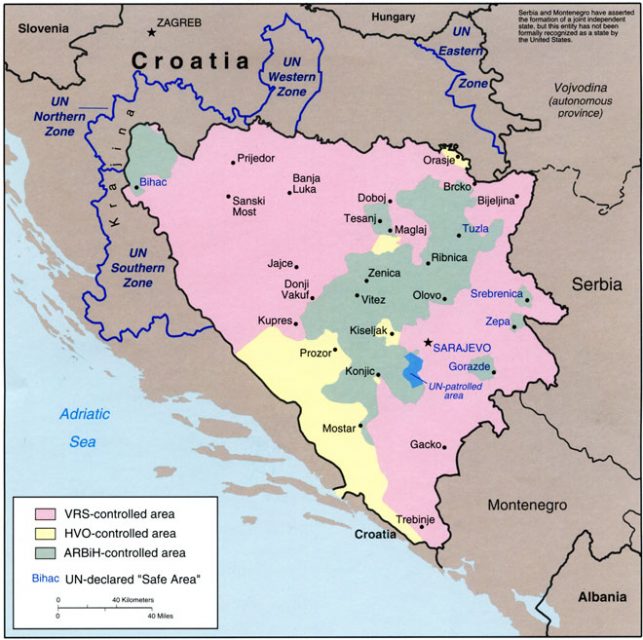 Bosnia areas of control, 1994.
