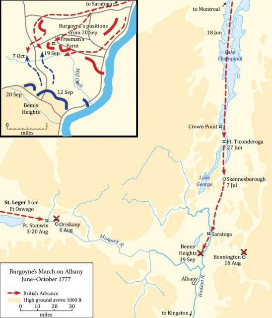 Burgoyne’s March on Albany June-October 1777 – the Saratoga Campaign. By Hoodinski – CC BY-SA 4.0