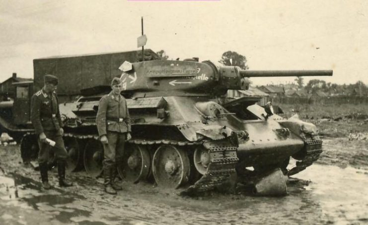 Captured T-34 used by the German army.