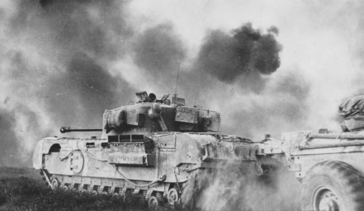 Churchill Mk VII named Calgary of 8th Army, Senio River Italy 1945