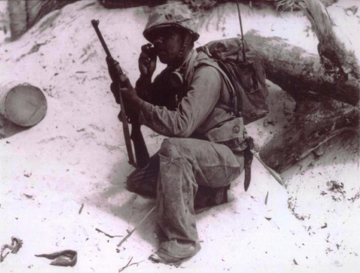 An unidentified Code Talker on Tarawa in November 1943