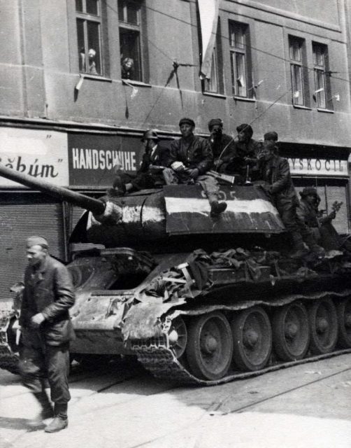 T-34 85 with additional armor in Czechoslovakia 1945.