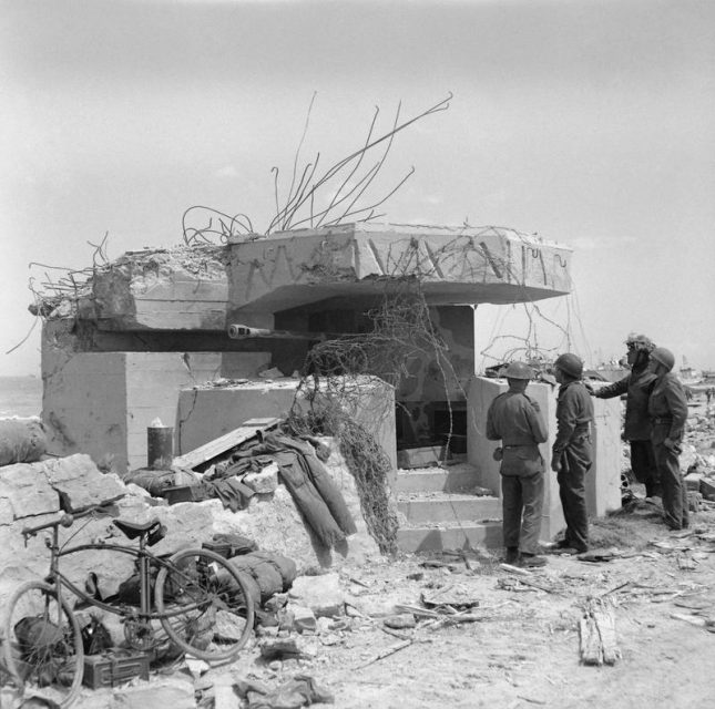 German strong point WN-35 at Le Pont Chaussé, on the boundary between Jig and King. Heavily damaged by offshore bombardment, it was captured by the 6th Howards with support from three AVRE tanks of 81st Assault Squadron.