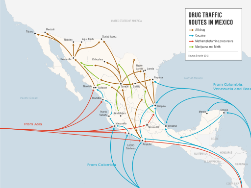 Drug Traffic Routes in Mexico – Claudio Fabbro, DensityDesign Research Lab CC BY-SA 4.0