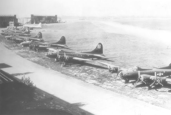 B-17s from the Eighth Air Force at Honington Air Depot, England.