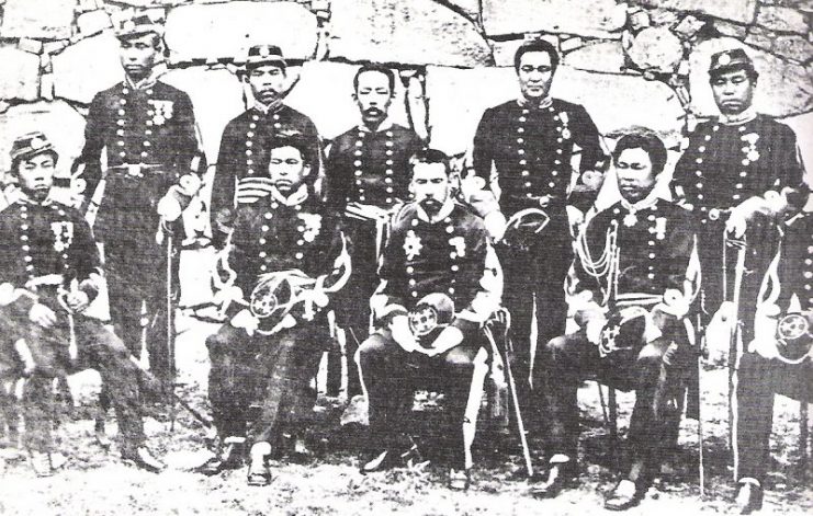 Imperial Japanese Army officers of the Kumamoto garrison, who resisted Saigō Takamori’s siege, 1877