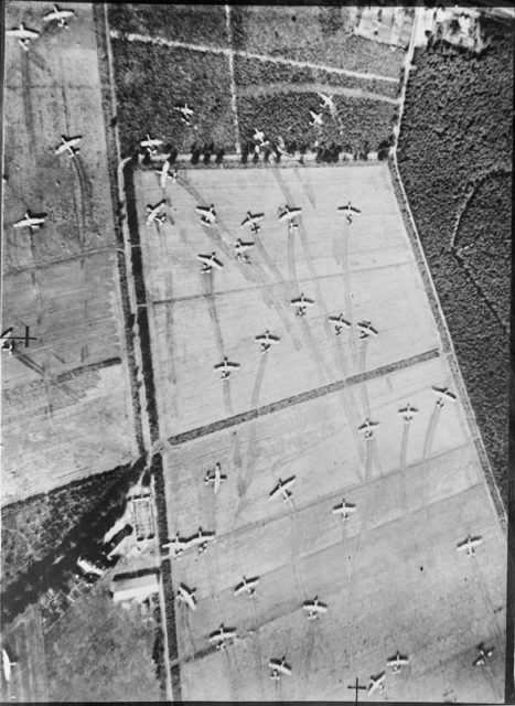Horsa and Hamilcar gliders of the 1st Airlanding Brigade litter landing zone ‘Z’ west of Wolfheze, 17 September.