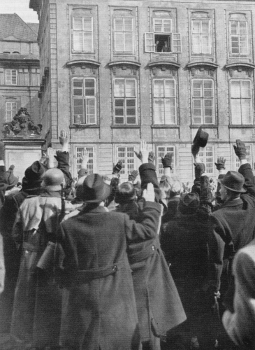 Prague Germans Salute Adolf Hitler.
