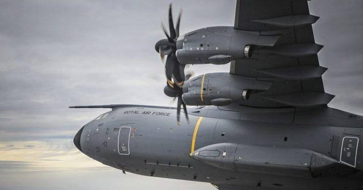 Royal Air Force Airbus A400M ZM400 in flight over Bristol . Photo: MoD/Crown copyright / OGL 2