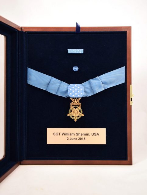 World War I soldier William Shemin’s Medal of Honor framed with certificate, 2015. Courtesy of Elsie Shemin-Roth. Photo: National WWI Museum and Memorial
