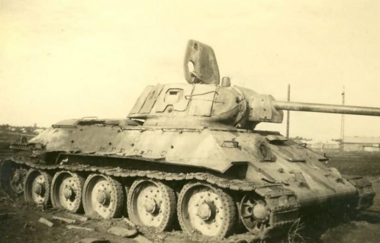 T-34 soviet tank, turret with additional armor.