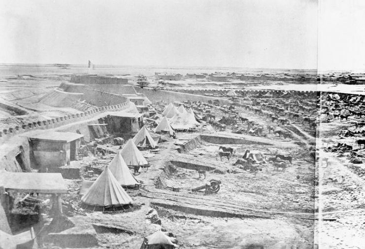Allied encampment at the South Taku Forts during the Second Opium War.