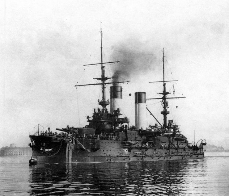 Imperial Russian battleship Oriol at Kronstadt, August 1904.