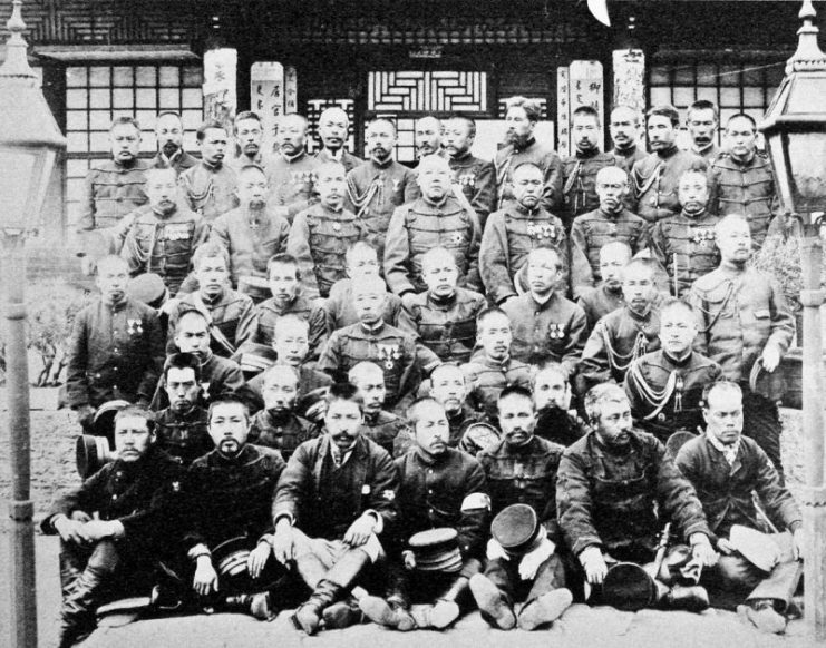Japanese soldiers of the First Sino-Japanese War, Japan, 1895.