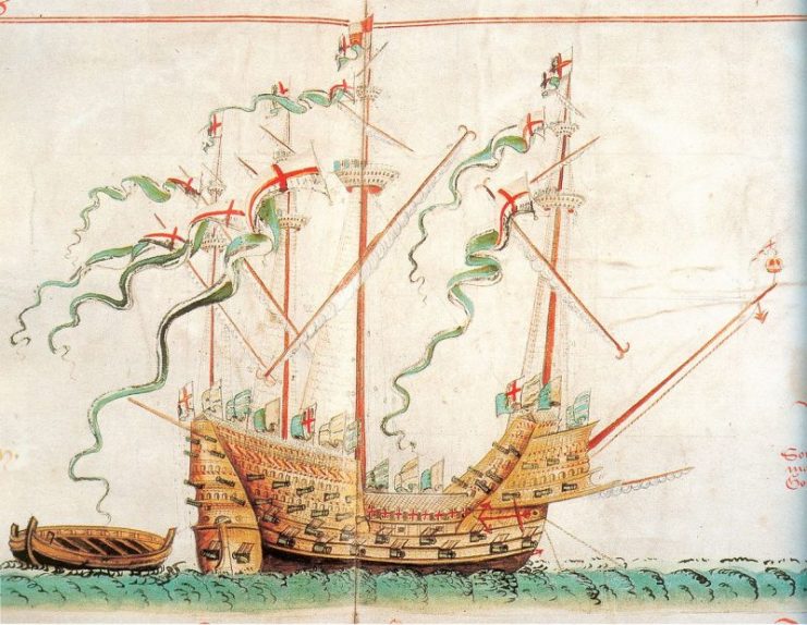 The Tudor navy carrack Henry Grace à Dieu (launched 1514).