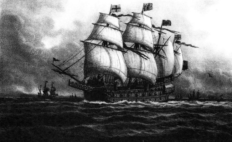 English warship Great Harry around 1555.