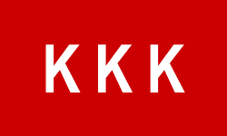 Philippine Revolution: Flag of the Katipunan featuring the society’s acronym KKK in white in a line in the middle of a field of red.