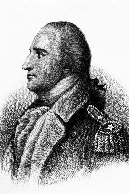 An engraving of Benedict Arnold after John Trumbull by H.B. Hall, published 1879