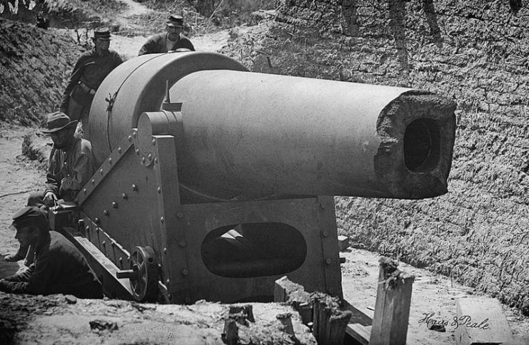 Burst 10 inch Parrot Rifled Cannon captured while defending at Charleston.
