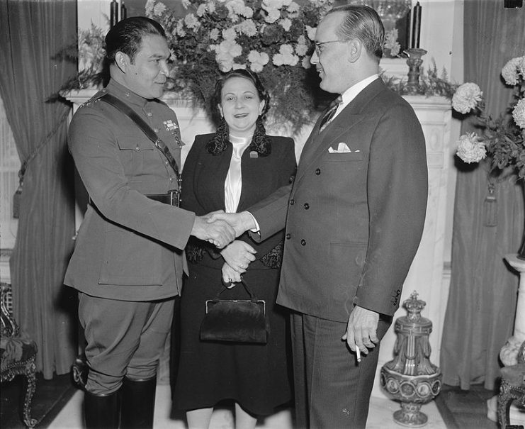 Batista, his wife Elisa, and Cuban ambassador Fraga in 1938.