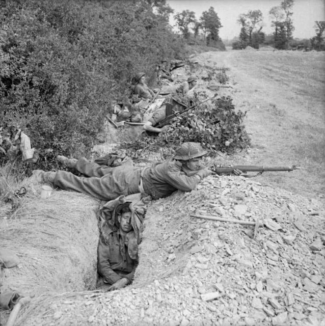 British Troops in trenches between Hill 112 and 113 – July 16 1944.