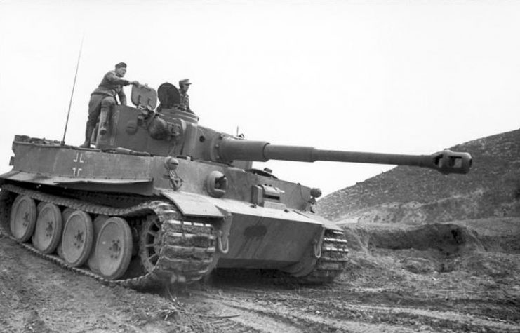 A German Tiger tank on the move, in Tunisia January 1943.