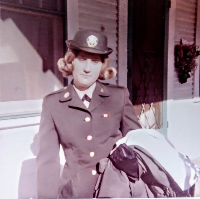 Davenport is pictured in her WAC uniform while home on leave in Texas in January 1973, after completing her WAC basic training at Ft. McClellan, Alabama. Courtesy of Vickie Davenport