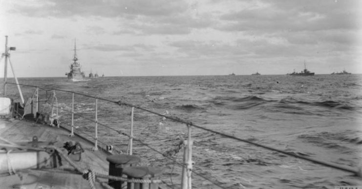 Royal Navy fleet in the Baltic on its way to Reval (Tallinn), December 1918.
