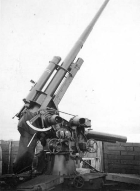 Flak 88 gun ready to firing against aircraft