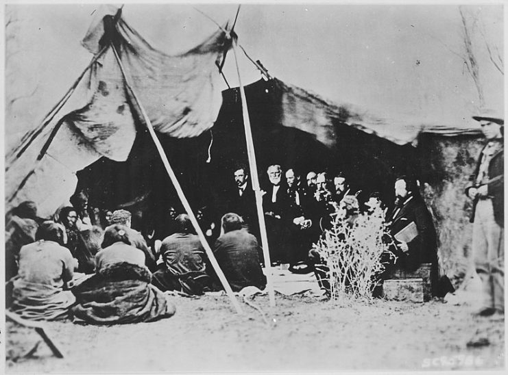 Fort Laramie Treaty with Sioux Leaders and U.S. Officers Including William T. Sherman.