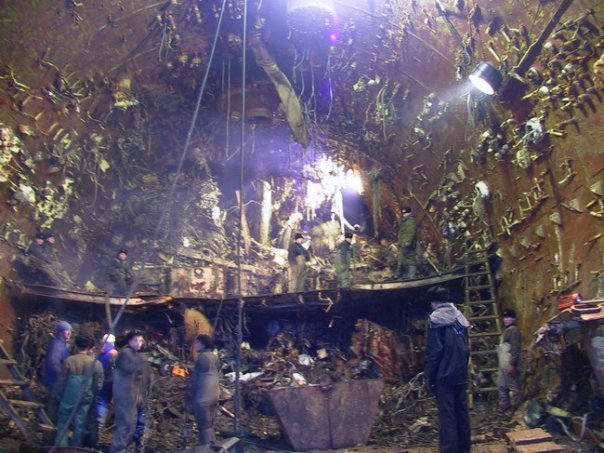 Inside the Kursk after it was recovered.