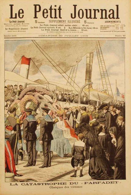 Le Petit Journal – 30 July 1905: Depiction of the funeral of the victims of the Farfadet.