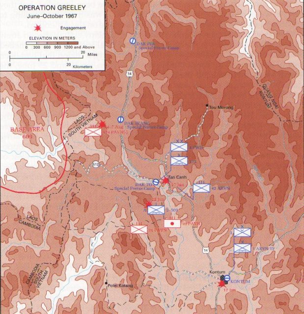 Map of the Dak To Area During the Battle.