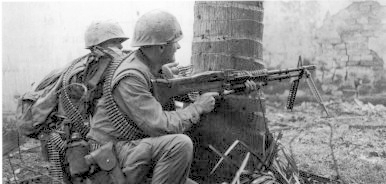 Marine Firing M60 Machine Gun During the Battle of Hue.