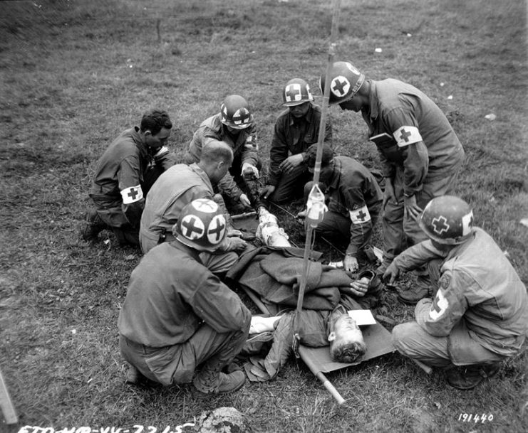 Medical team at work in 1944 Europe.