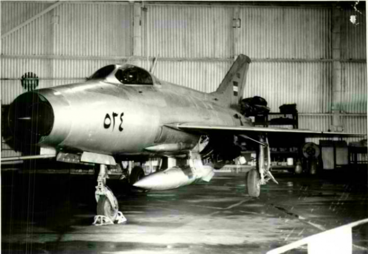 MiG-21 photographed at Air Force hangar landed at the base.