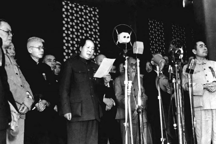 Mao Zedong proclaiming the establishment of the People’s Republic of China in 1949