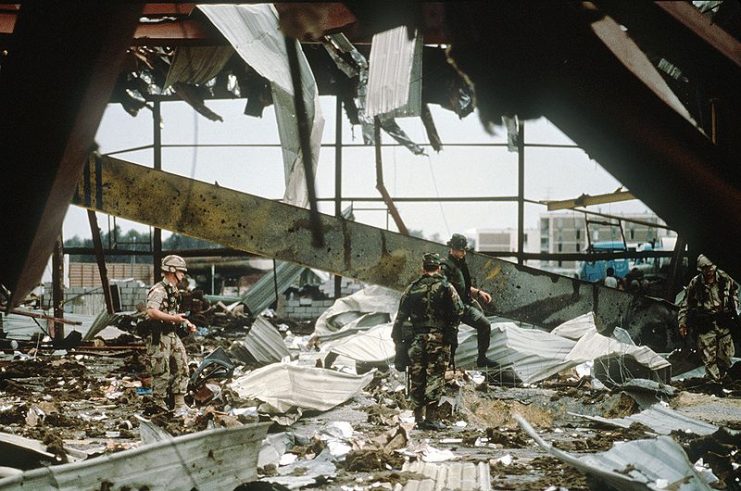 US Barracks following an Iraqi SCUD missile attack.