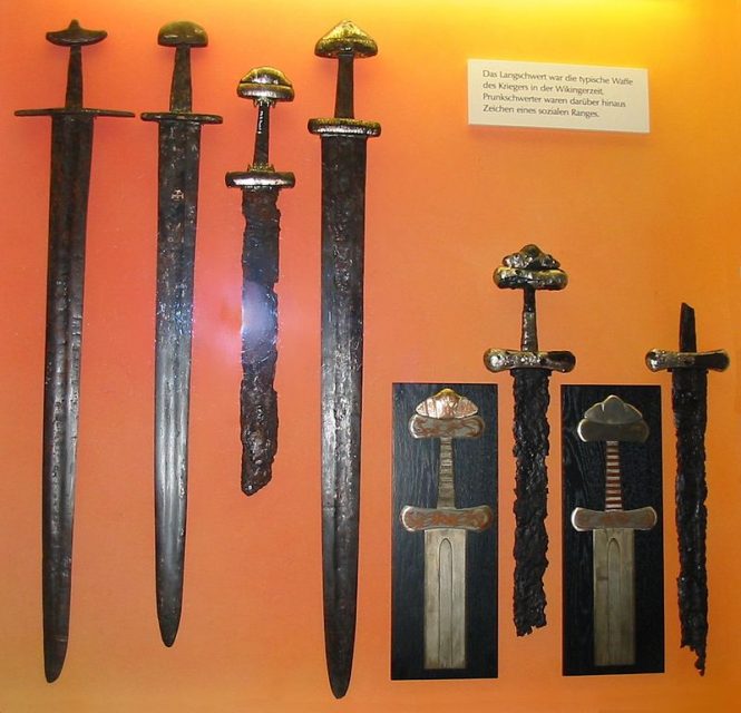 Viking Swords on display in Haithabu, Germany – viciarg CC BY 2.5