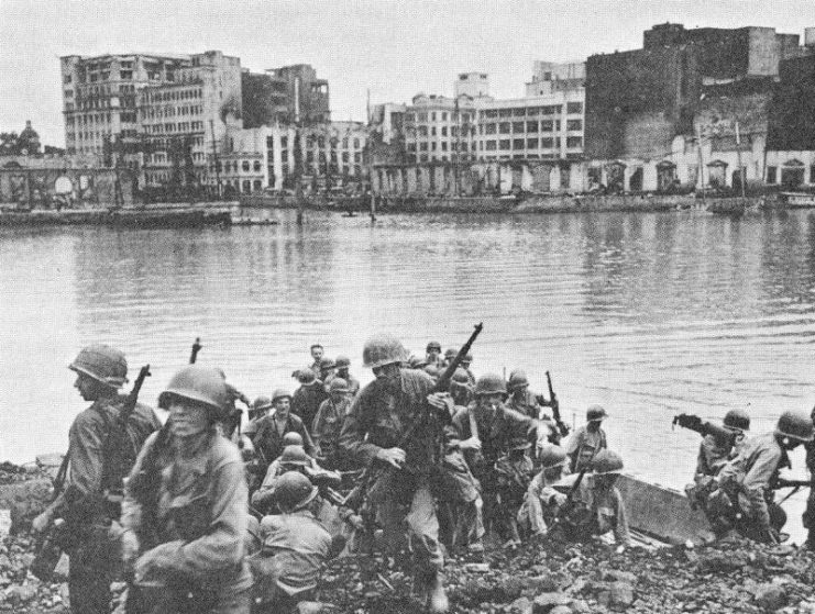 U.S. troops entering Walled City, Manila.