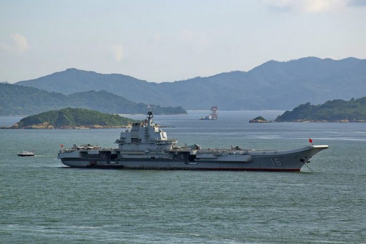 Liáoníng Jiàn) is a Chinese a Type 001 aircraft carrier. The first aircraft carrier commissioned into the People’s Liberation Army Navy Surface Force.By Baycrest – CC BY-SA 2.5