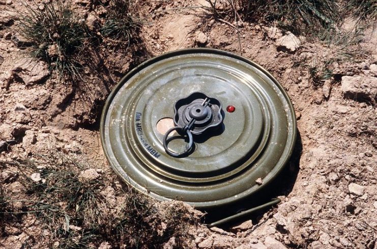 A Soviet anti-tank mine.