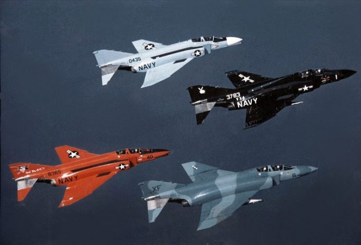 US Navy F-4 Phantoms from China Lake in flight in the 1970s