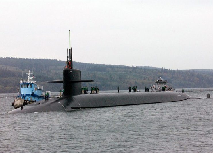 USS Louisiana (SSBN 743) arrives for the first time at their new homeport at Naval Base Kitsap, Silverdale, Washington.