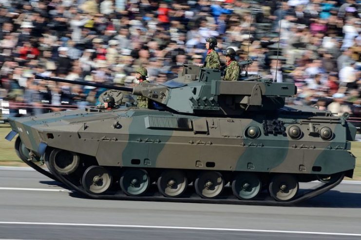 Running Type89 Infantry Fighting Vehicle of the Japan Ground Self-Defense Force at the 60th JGSDF Review of Troops.Photo Doricono CC BY-SA 4.0