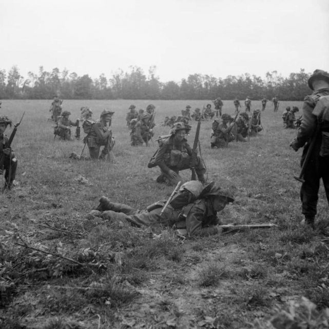 7th Seaforth Highlanders, 15th (Scottish) Division wait at the start line for the signal to advance during Operation ‘Epsom’.