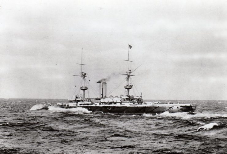 A 1913 postcard showing Royal Sovereign at sea